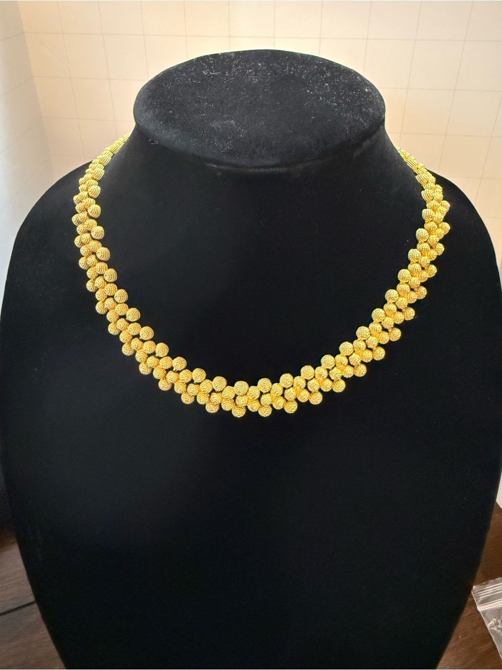 Vintage 3 Piece Set Cannetille Style Collar Necklace Brilliant Gold Tone Color